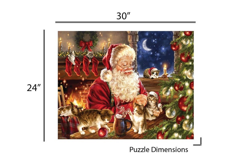 Springbok Christmas Kittens 1000 piece Jigsaw Puzzle for Adults and Kids Features Santa Clause Playing with Adorable Kittens - Image 4